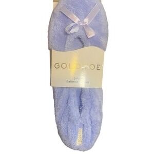 GOLD TOE Ballerina Slippers Womens Medium 2-Pair Fuzzy Plush Black Blue MSRP $33